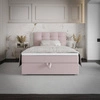Kontinentální postel Flint 100x200 pudrově růžová v moderním skandinávském stylu s čalouněným čelem postele s úložným boxem