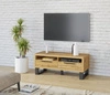 TV skříňka Halle 124 cm dub wotan moderní design prostorné zásuvky podkrovní RTV skříňka na kovovém rámu 