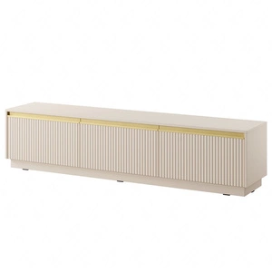 RTV skříňka Imperial 180 cm béžová s možností zavěšení stylové frézované čela zdobené zajímavými úchyty