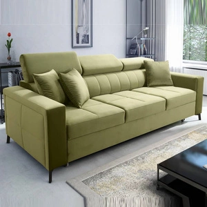 Pohovka s funkcí spaní Nausa zelená nastavitelné opěrky hlavy steh a odolné proti poškrábání pohodlné při relaxaci