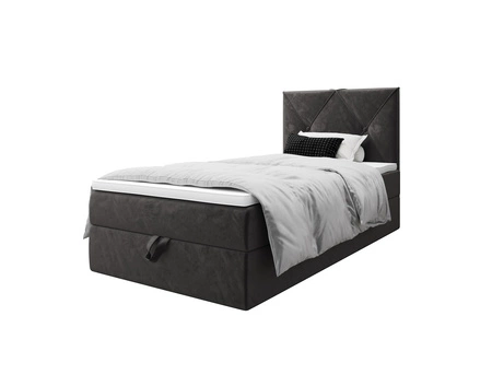 Kontinentální postel Arvada 100x200 šedá postel v moderním skandinávském stylu s čalouněným čelem postel s úložným boxem