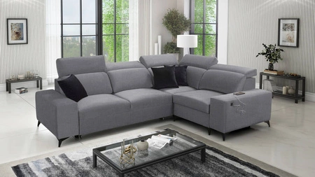 Kelly Sleek II šedá pravá rohová sedačka s funkcí spaní elegantní rohová sedačka do obývacího pokoje z odolné tkané látky