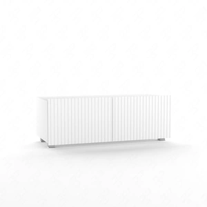 RTV skříňka Colder 100 cm bílá s možností zavěšení stylové drážkované čelo elegantní forma nábytku v moderním stylu