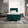 Kontinentální postel Bing 120x200 tyrkysová v moderním skandinávském stylu s čalouněným čelem postele s úložným boxem