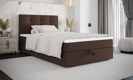 Kontinentální postel Flint 100x200 hnědá v moderním skandinávském stylu s čalouněným čelem postele s úložným boxem