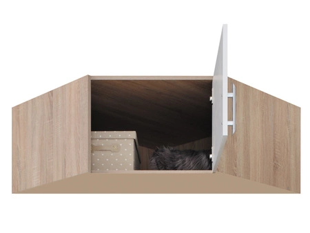 Dubová rohová skříňka Caspe artisan s moderním designem s povrchovou úpravou ABS a černými úchytkami