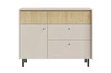 Komoda Cappo 104 cm pískově béžová / olejovaný dub stylová komoda v módních barvách malé kovové úchyty