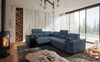 Rohová pohovka s funkcí spaní Tesalia II Lux modrá levá pohodlná rohová pohovka s posuvným opěradlem a výsuvnou podnožkou