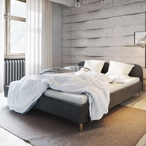 Čalouněná postel Ivrea 160x200 v grafitové barvě s čelem v moderním stylu ideální do ložnice