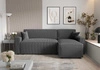 Rohová sedací souprava s funkcí spaní Brandon Bis šedá pravý roh trojrozměrná látka s výraznými pruhy nádoba na lůžkoviny