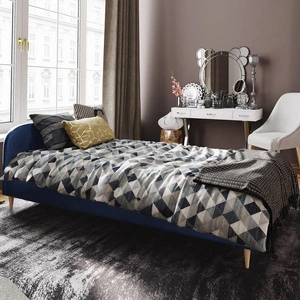 Čalouněná postel Ivrea 90x200 v tmavě modré barvě s čelem v moderním stylu ideální do pokoje pro mladé nebo malé ložnice