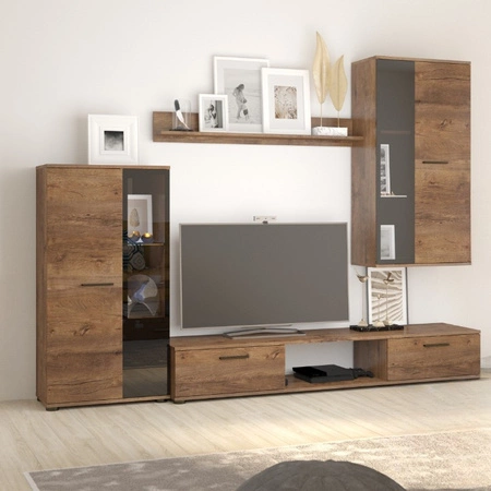 Meblościanka Senja nowoczesny design witryny mogą stać lub wisieć półki z bezpiecznego szkła hartowanego