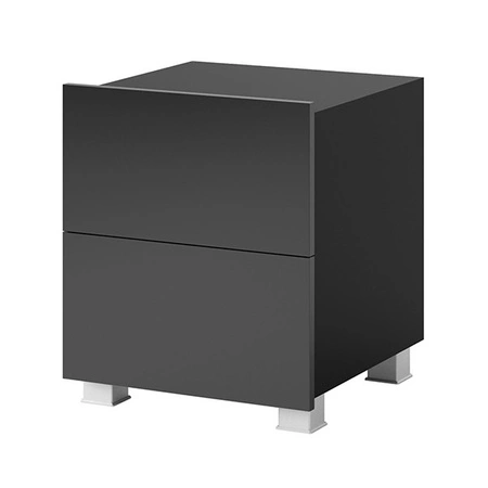 Noční stolek se zásuvkami Apulia černý lesk s možností zavěšení minimalistický design jednoduchý tvar ideální stolek do ložnice