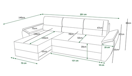 Rohová pohovka s funkcí spaní Fogu II šedý jasan levá stylová rohová pohovka s pohodlnými područkami a nádobou na lůžkoviny