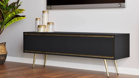 RTV skříňka Nevea 150 cm béžová elegantní skříňka ve výrazných barvách originální dekorace každého interiéru stabilní zlaté nohy