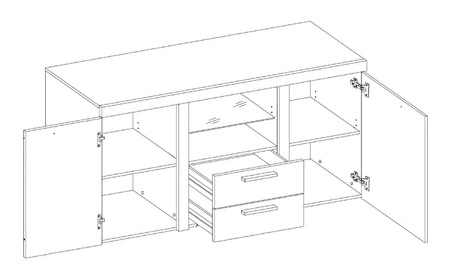 Komoda Rene 156 cm bílá / světlý beton designový a pohodlný kus nábytku pro moderní a funkční interiéry