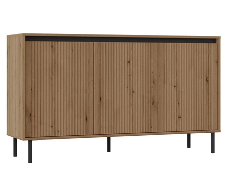 Komoda Osaka 149 cm dub evoke / černá minimalistický design dokonalý návrh pro obývací pokoj a ložnici komoda vkusné drážkované čelo