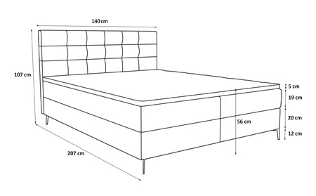 Kontinentální postel Irvine 140x200 šedý jasan Stylová postel s úložným prostorem na lůžkoviny a vysokým čelem zaujme svým elegantním designem