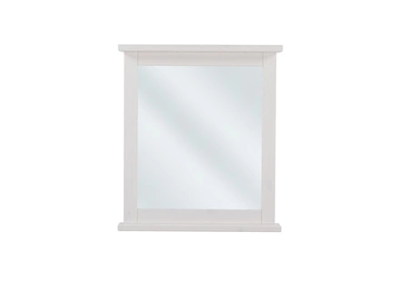 Romantické koupelnové zrcadlo 70x80 cm dekorativní zrcadlo s poličkou v bílém dřevěném rámu elegantní a funkční doplněk koupelny