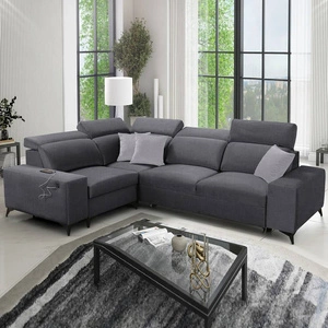 Kelly Sleek II rohová pohovka s funkcí spaní grafitová levá elegantní rohová pohovka do obývacího pokoje z odolné tkané látky