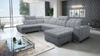 Rohová pohovka Luigi VI s funkcí spaní šedá pravostranná stylová rohová pohovka s kontejnery na lůžkoviny potažená měkkou látkou