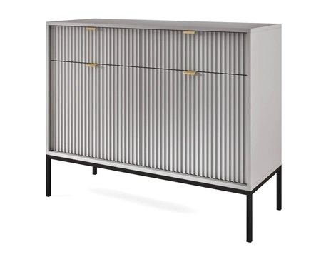 Šedá zásuvková komoda Lovro 104 cm Moderní design potěší milovníky osobitých interiérů