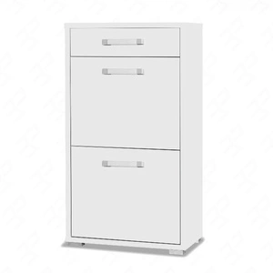 Botník Maximus 55 cm bílý moderní designový botník se zásuvkou na válečkových pojezdech hrana skříňky je opatřena speciální dýhou