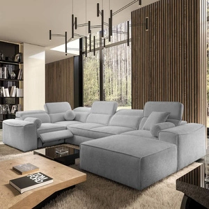 Rohová sedací souprava s funkcí spaní Viano IV Lux světle šedá pravé provedení rohová sedací souprava s výsuvnou podnožkou velký úložný prostor na lůžkoviny