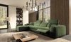 Rohová sedací souprava s funkcí spaní Viano XII Lux zelená levostranná designová rohová sedací souprava do obývacího pokoje s pohodlným výsuvným podnožníkem