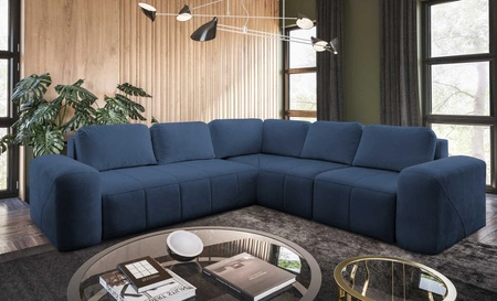 Rohová rozkládací pohovka s funkcí spaní Bovec III modrá pravá extrémně stylová rohová rozkládací pohovka ideální do prostorného obývacího pokoje