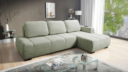 Rohová pohovka s funkcí spaní Gentle mincovna na pravé straně Stylová designová rohová rozkládací pohovka charakteristická svým zaobleným tvarem