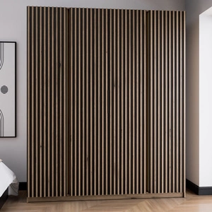 Šatní skříň Kastano XV 200 cm dub evoke / černá moderní design dveře zdobené dubovými lamelami evoke ideální skříň do ložnice
