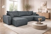 Rohová sedací souprava s funkcí spaní Fiesta U tmavě šedá rohová sedací souprava zajímavého tvaru s látkou s plyšovým povrchem nádoby na lůžkoviny