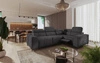 Rohová sedací souprava s funkcí spaní Castel II Lux grafitová pravá pohodlná rohová sedací souprava do obývacího pokoje s pohodlným výsuvným podnožníkem