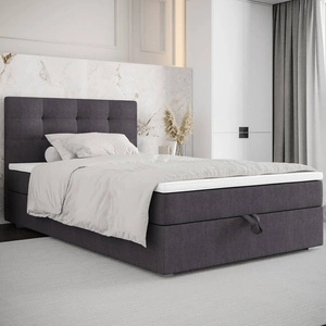 Kontinentální postel Flint 100x200 grafit v moderním skandinávském stylu s čalouněným čelem postele s úložným boxem