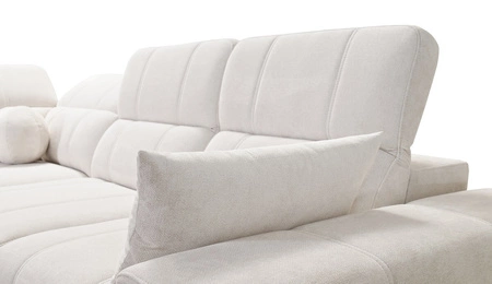 Rohová sedačka s funkcí spaní Penejos modrá pravá elegantní rohová sedačka s úložným prostorem na lůžkoviny pohodlné nastavitelné opěrky hlavy