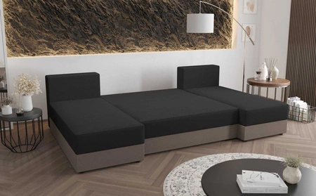 Rohová sedací souprava s funkcí spaní Fogu U slonová kost pohodlná a stylová rohová sedací souprava s jednoduchým designem manšestrová textilní nádoba na lůžkoviny