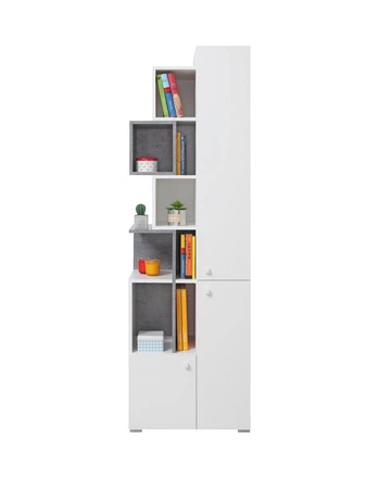 Knihovna Epsilon 60 cm bílá / beton ideální do pokoje pro mládež velmi praktická a má moderní vzhled