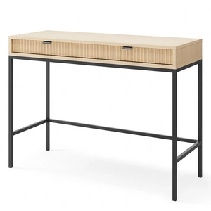 Dubová konzola Lovro Vicenza se zásuvkami stylový a funkční kus nábytku do předsíně, obývacího pokoje nebo kanceláře kontrastní černé doplňky