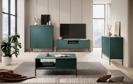 Komoda Lovro 104 cm se zásuvkami v pastelově zelené barvě Moderní design potěší milovníky osobitých interiérů