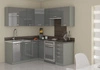 Sestava rohového kuchyňského nábytku Grey 170x190 cm lesklá čela jedinečný styl skříněk se hodí do interiéru každé kuchyně