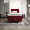 Kontinentální postel Bing 90x200 vínová v moderním skandinávském stylu s čalouněným čelem postele s úložným boxem