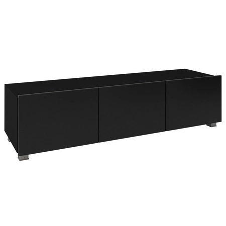 Apulia 150 cm černá lesklá RTV skříňka s možností zavěšení minimalistický design jednoduchý tvar zapadající do každého interiéru