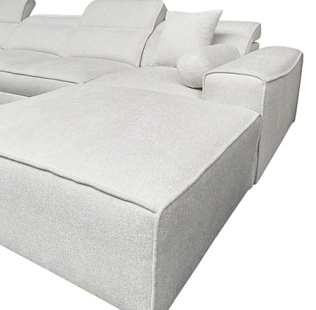 Rohová sedací souprava s funkcí spaní Viano XII zelená pravá Stylová rohová sedací souprava zajímavého tvaru s nastavitelnými opěrkami hlavy Dekorativní polštáře