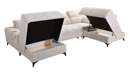 Penejos VI rohová pohovka s funkcí spaní béžová levá strana stylová rohová pohovka se dvěma nádobami na lůžkoviny odolná látka