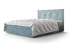Tyrkysová kontinentální postel Arvada 140x200 v moderním skandinávském stylu s čalouněným čelem