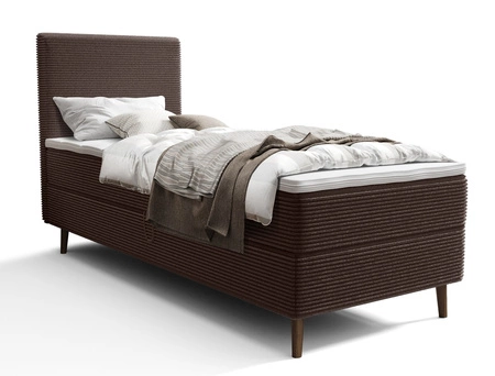 Kontinentální postel Totti 80x200 hnědá stylová postel s úložným prostorem trojrozměrná tkanina s výraznými pruhy
