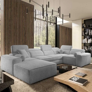 Rohová sedací souprava s funkcí spaní Viano IV světle šedá designová levotočivá rohová sedací souprava, která se skvěle hodí do moderních interiérů