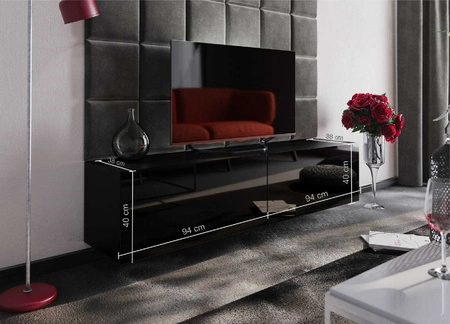 RTV skříň Neve 188 cm bílý lesk ideální skříň do obývacího pokoje pro milovníky moderního uspořádání s elegantním charakterem