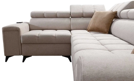 Rohová sedací souprava s funkcí spaní Bolmso III modrá levá rohová sedací souprava s kontejnery na lůžkoviny s plnovýsuvnou zásuvkou v boku nábytku